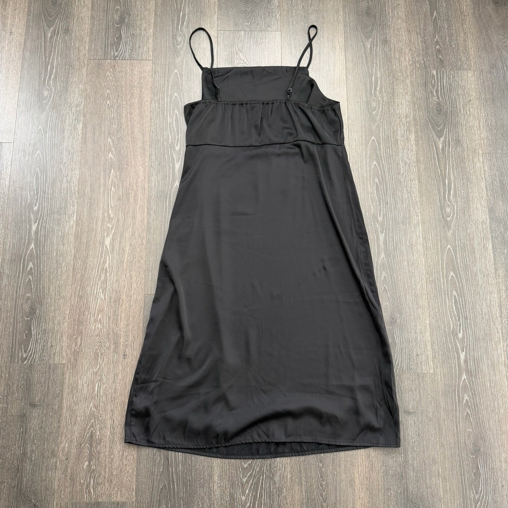 Old Navy Womens 90s Midi Slip Dress XL Black Y2K‎ Satin Minimalist LBD Gothic - Picture 3 of 5